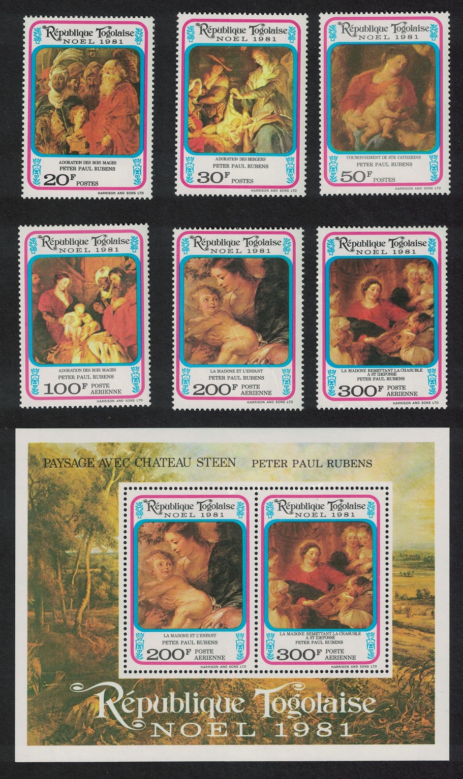 Togo Paintings by Rubens Christmas 6v+MS 1981 MNH SG#1563-MS1569