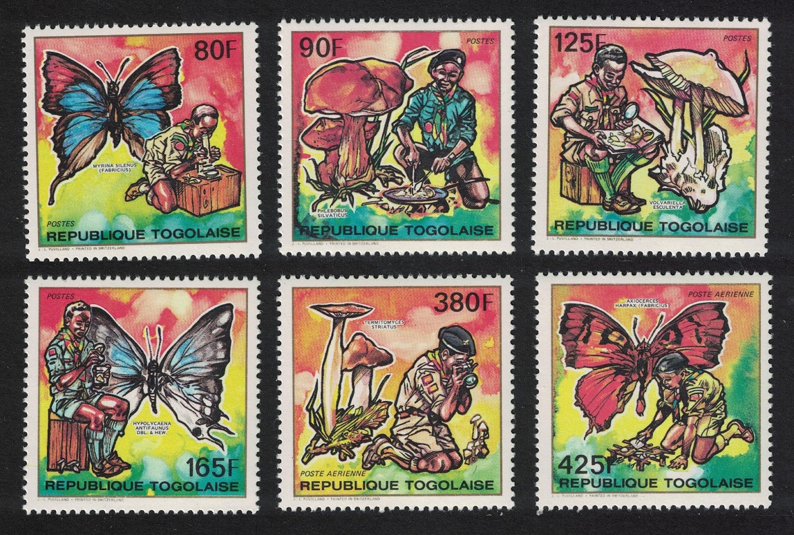 Togo Scouts Butterflies Fungi 6v 1990 MNH SG#2073-2078 MI#2153-2158 Sc#1553-1558