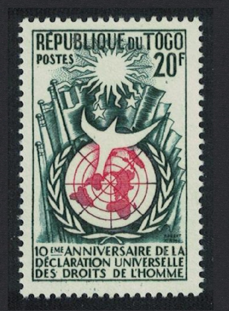 Togo Bird World Map Human Rights Declaration 1958 MNH SG#214 Sc#347