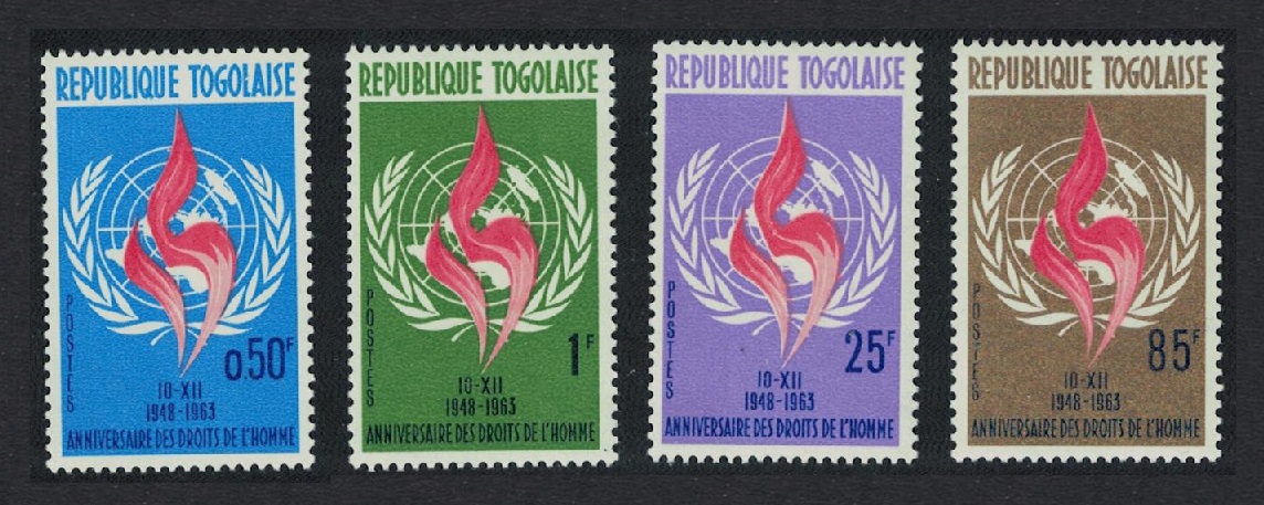 Togo Declaration of Human Rights Flame 4v 1963 MNH SG#340-343 Sc#457-460