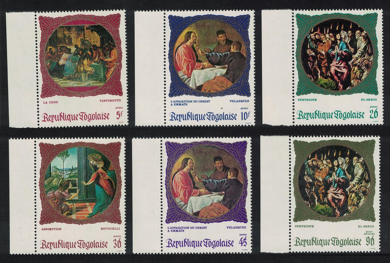 Togo Botticelli Tintoretto El Greco Religious Paintings 6v 1969 MNH SG#651-656 Sc#678-682+C109