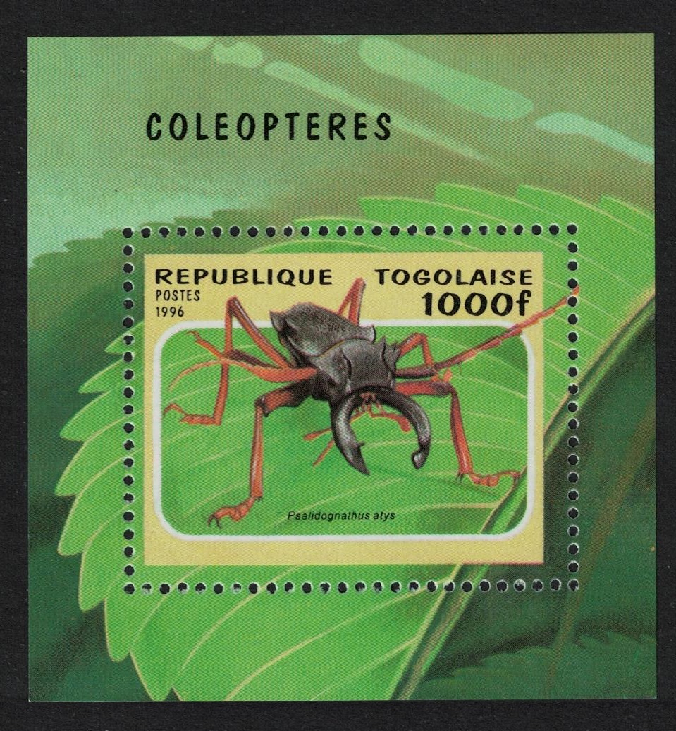 Togo Beetle &#39;Psalidognathis atys&#39; MS 1996 MNH MI#Block 393 Sc#1712