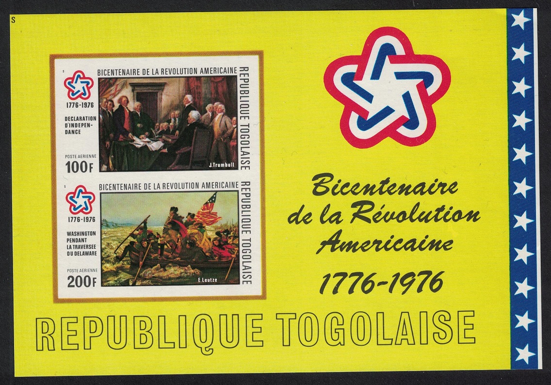 Togo American Revolution MS Imperf RAR 1976 MNH SG#MS1125 MI#Block 101B