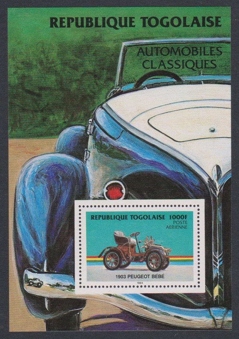 Togo Peugeot Bebe Classic Cars MS 1984 MNH SG#MS1742