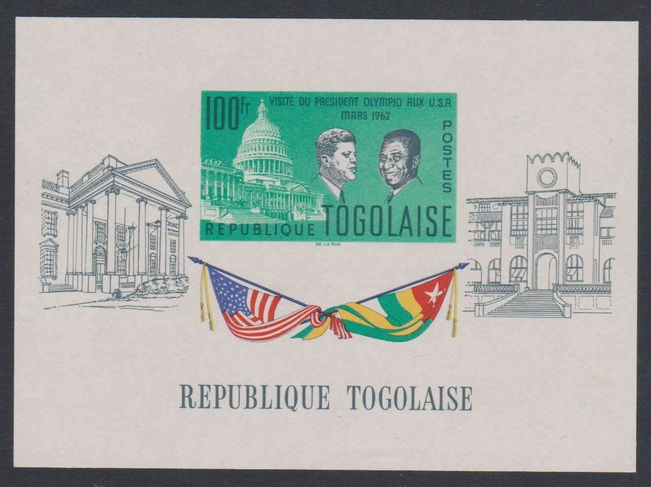 Togo John F Kennedy Visit of President Olympio to USA MS 1962 MNH SG#MS318a