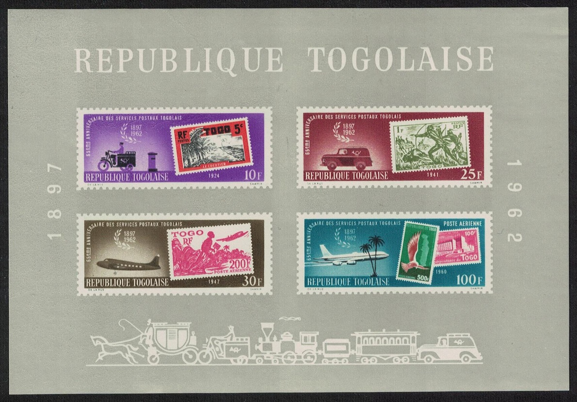 Togo Bird Aircraft Togolese Postal Services MS 1963 MNH SG#MS325a