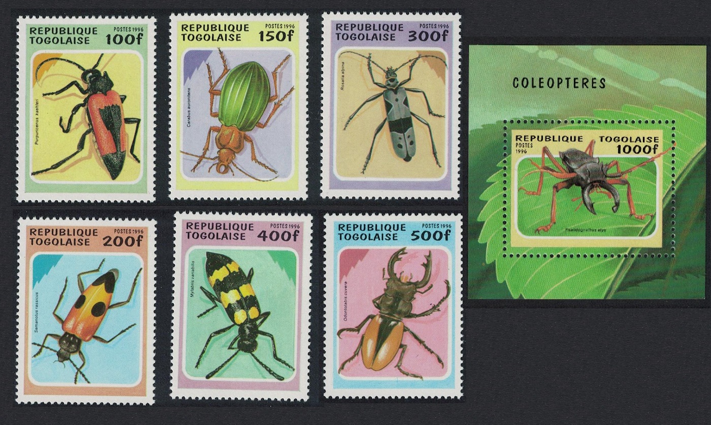 Togo Beetles 6v+MS 1996 MNH MI#2396-2401+Block Sc#1706-1712