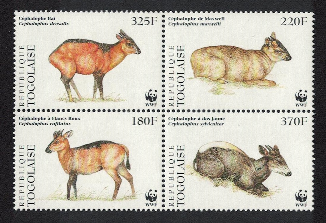 Togo WWF West African Duikers 4v in block 2*2 1996 MNH MI#2456-2459 Sc#1720 a-d