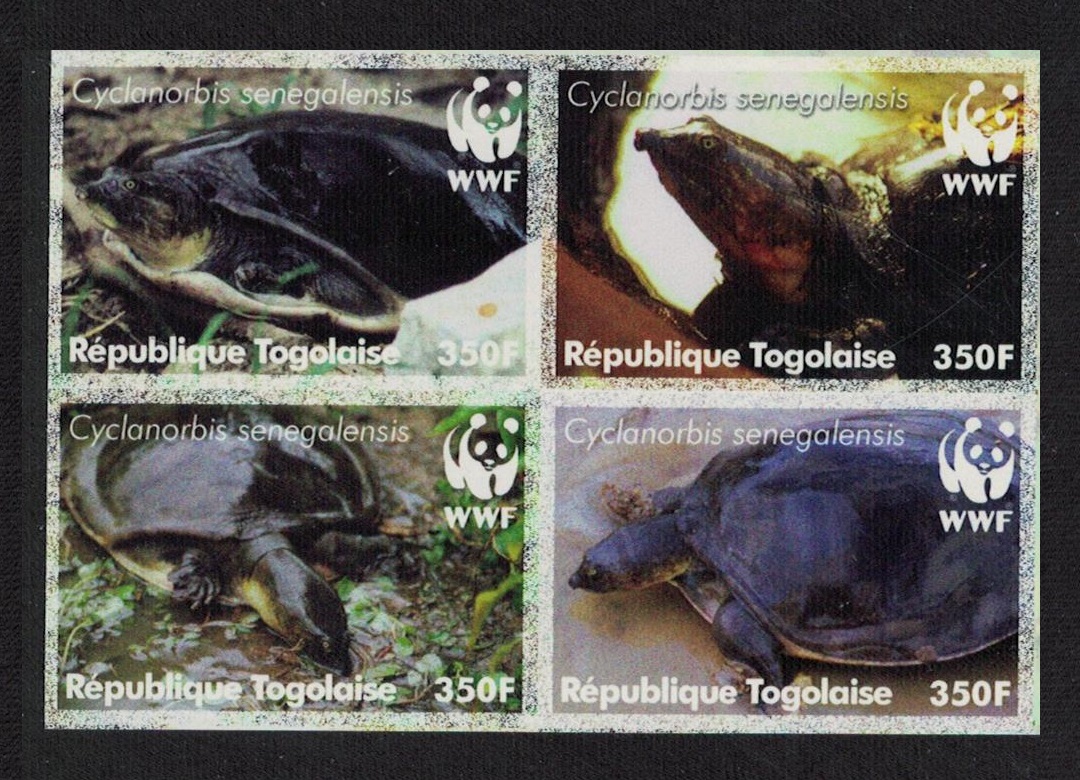 Togo WWF Senegal Flapshell Turtle 4v in block 2*2 IMPERF 2006 MNH MI#3337-3340 Sc#2039a-d