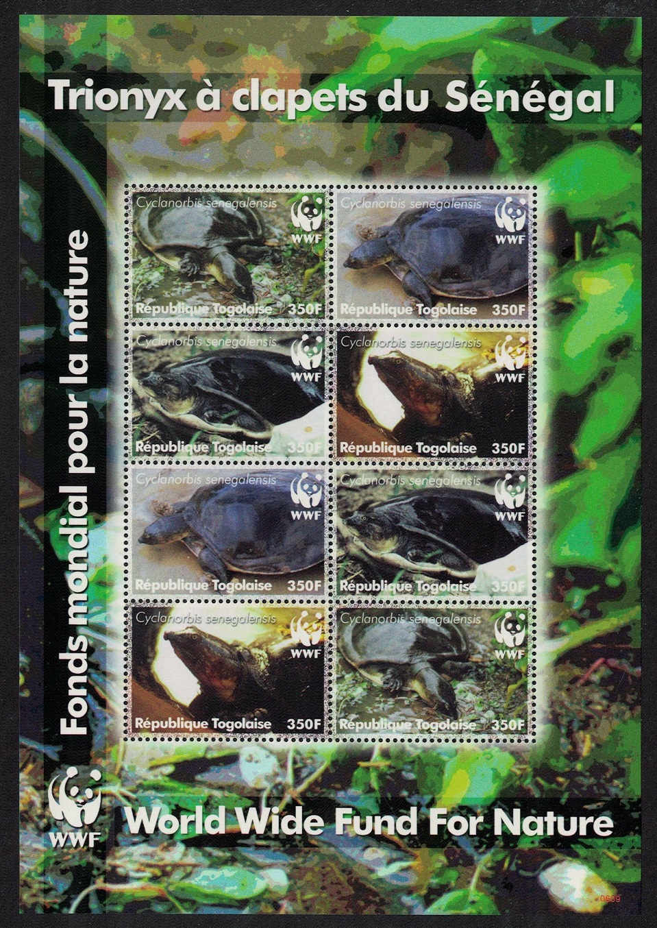 Togo WWF Senegal Flapshell Turtle MS 2006 MNH MI#3337-3340 Sc#2039a-d