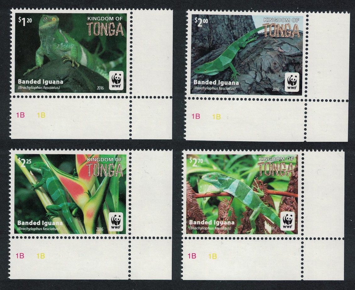 Tonga WWF Banded Iguana 4v Corners Frame 2016 MNH SG#1804-1808