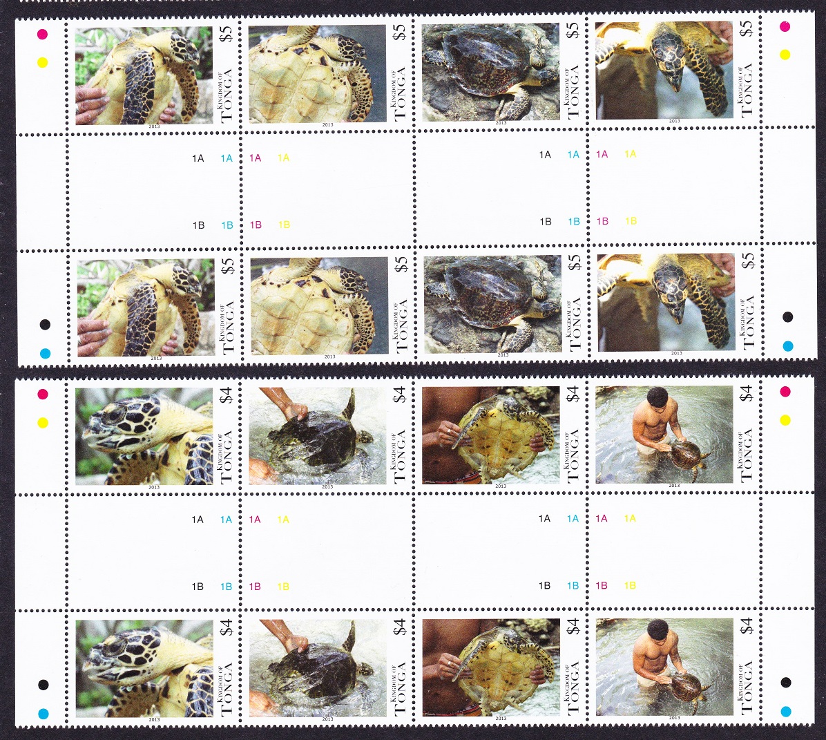 Tonga Turtles 8v Gutter strips 2013 MNH SG#1665-1672 Sc#1197-1198