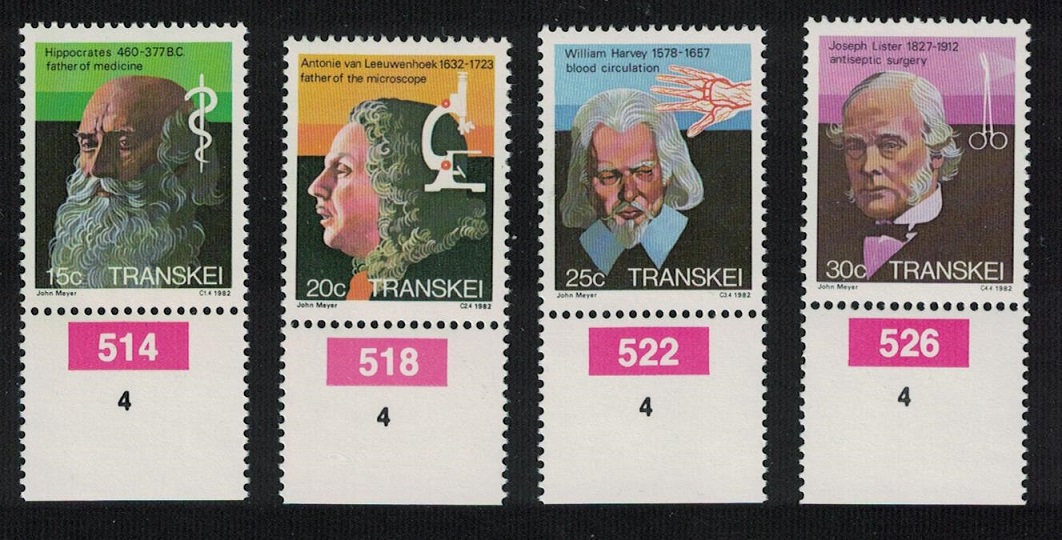 Transkei Celebrities of Medicine 4v Control Numbers 1982 MNH SG#108-111 Sc#97-100