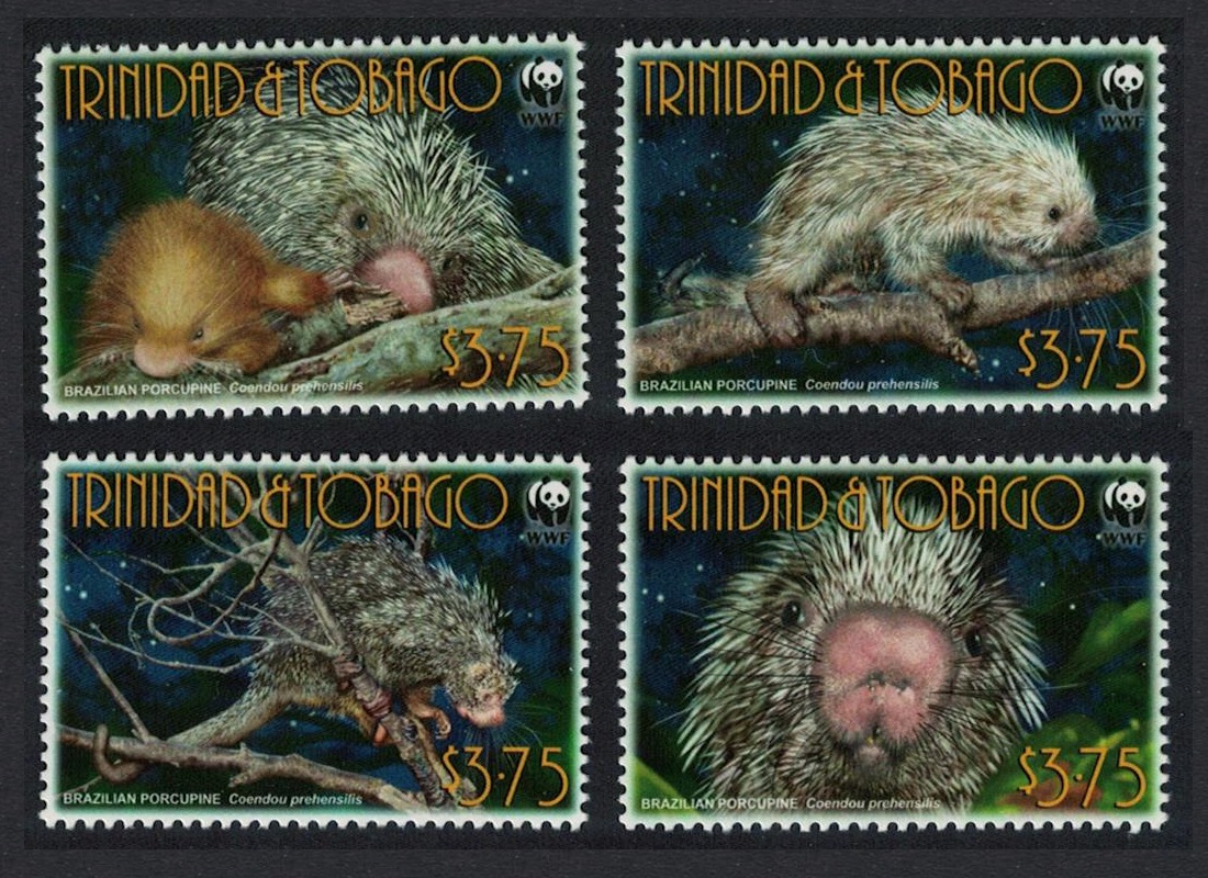 Trinidad and Tobago WWF Brazilian Porcupine 4v 2008 MNH MI#955-958 Sc#840a-d