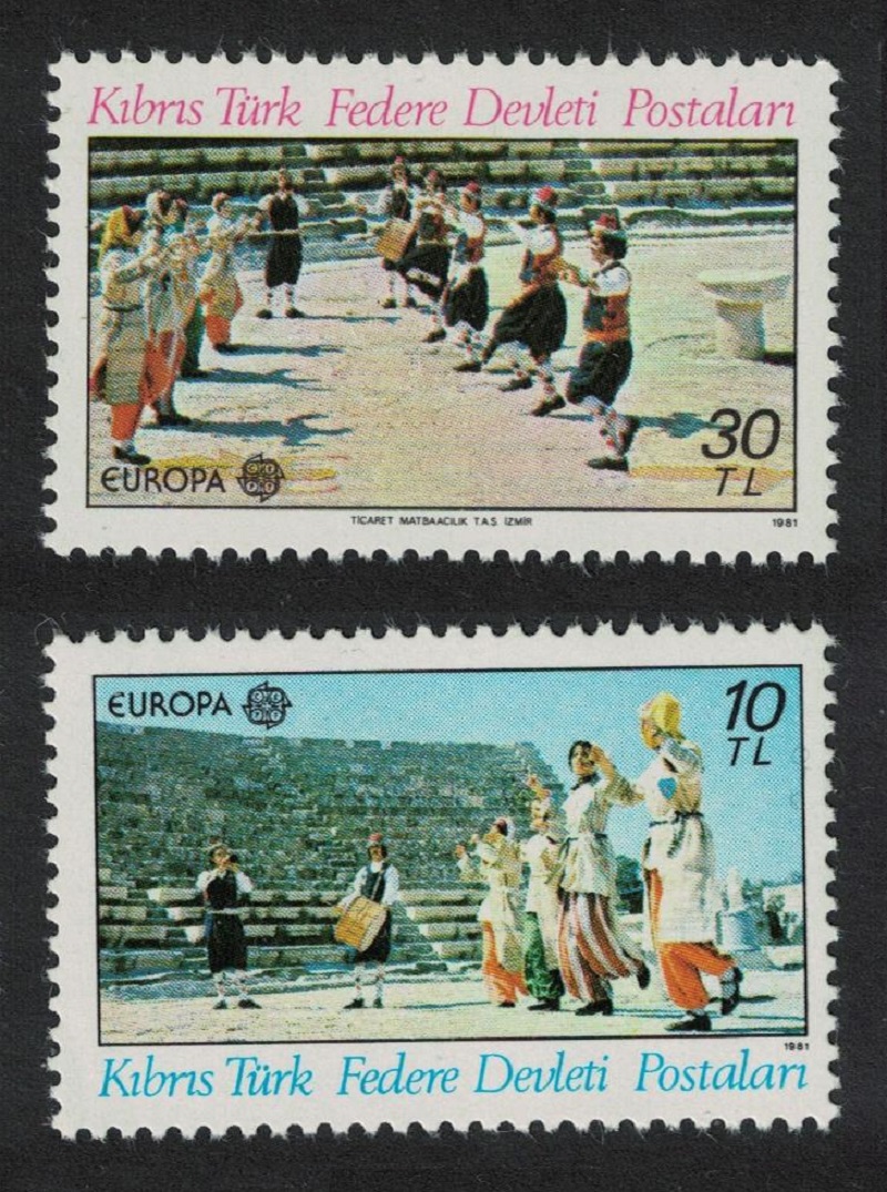 Turkish Cyprus Folk Dancing Europa Folklore 2v 1981 MNH SG#106-107