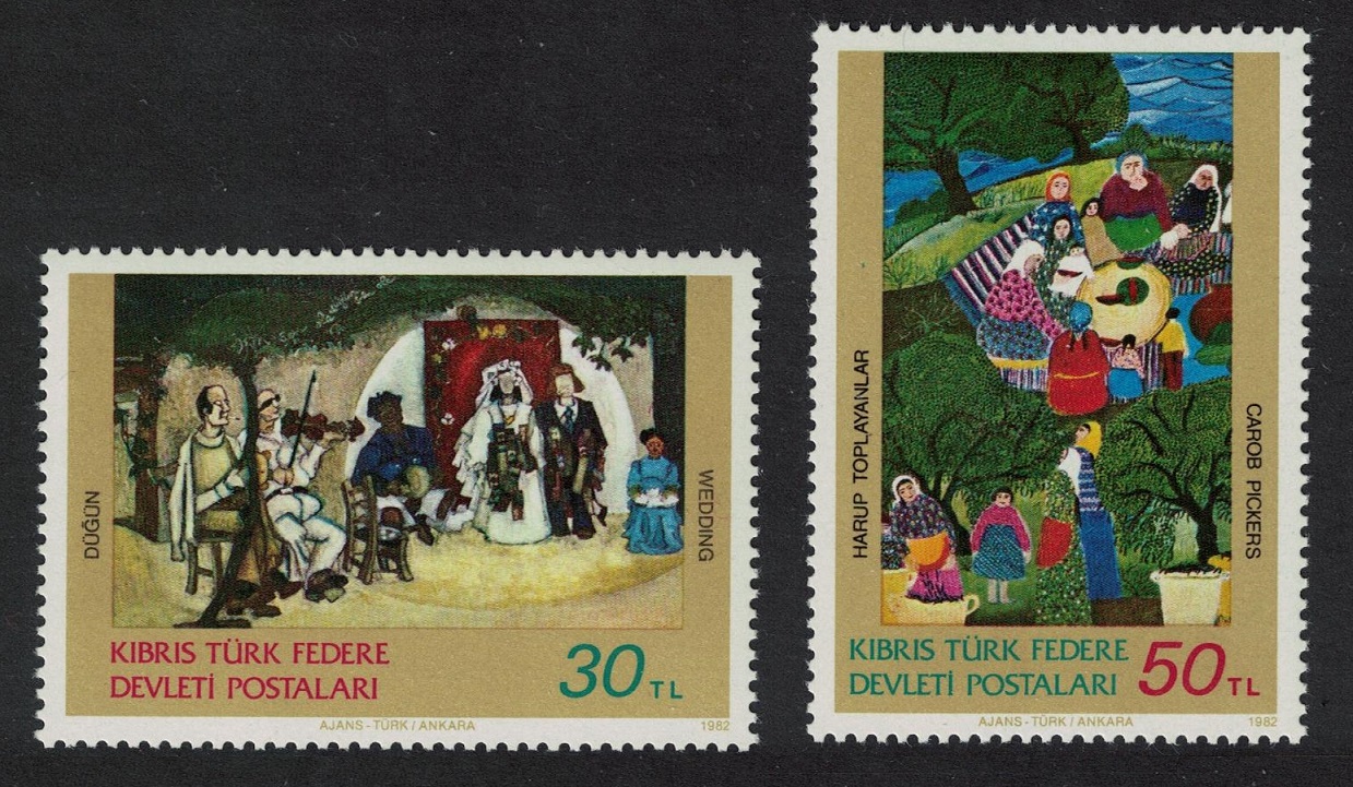 Turkish Cyprus Paintings Art 1st series 2v 1982 MNH SG#127-128