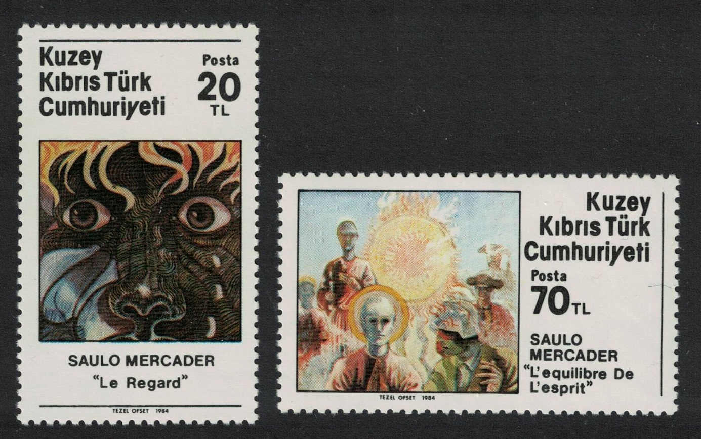 Turkish Cyprus Exhibition by Saulo Mercader artist 2v 1984 MNH SG#163-164