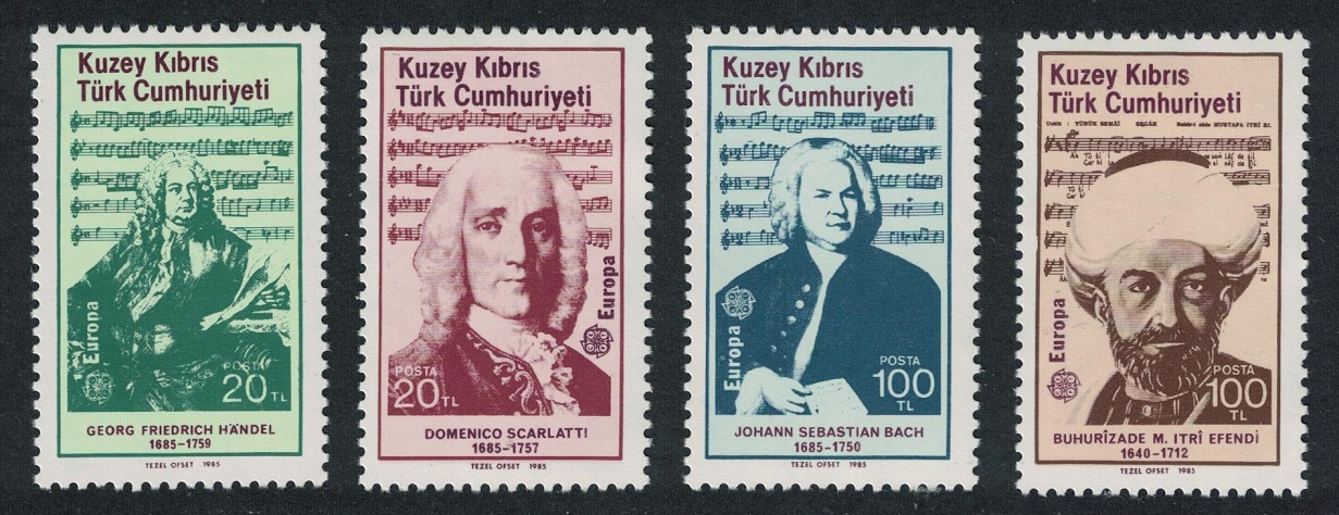 Turkish Cyprus Europa CEPT Music Composers 4v 1985 MNH SG#172-175 MI#166-169 KB