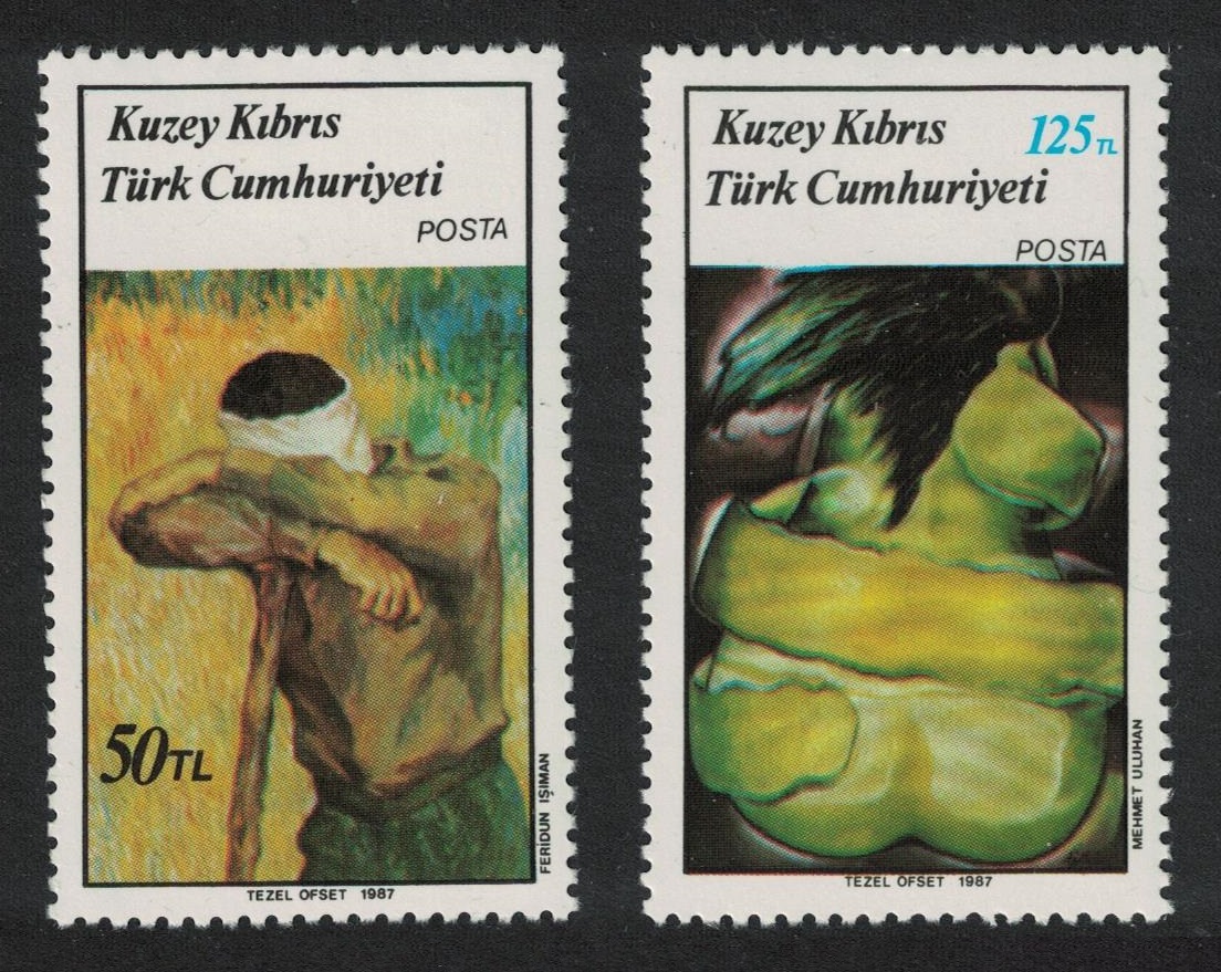 Turkish Cyprus Paintings Art 6th series 2v 1987 MNH SG#208-209