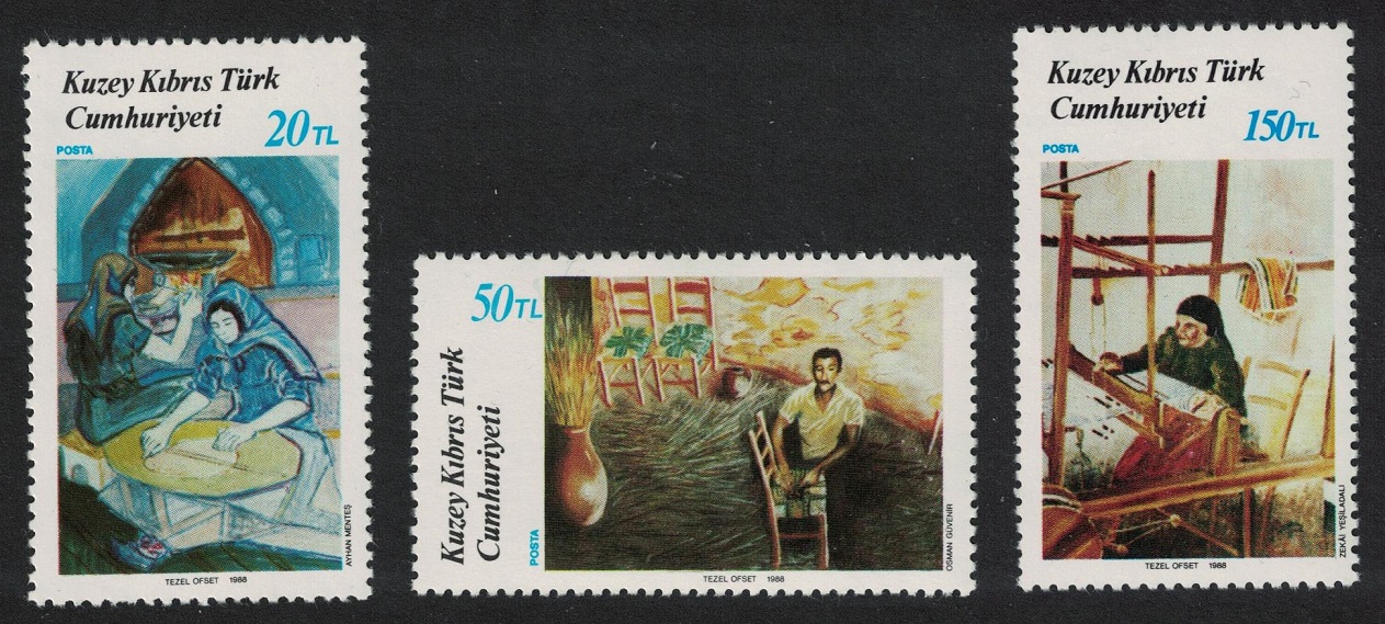 Turkish Cyprus Paintings Art 7th series 3v 1988 MNH SG#225-227