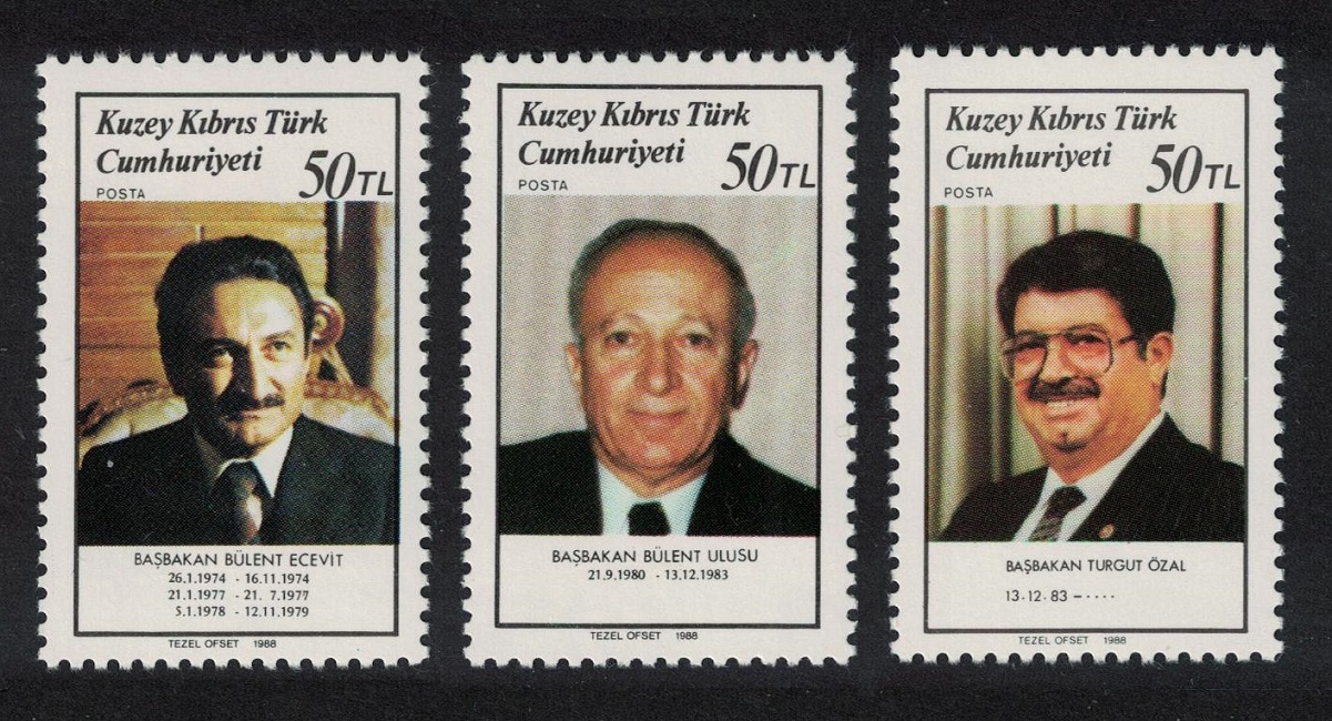 Turkish Cyprus Turkish Prime Ministers 3v 1988 MNH SG#233-235