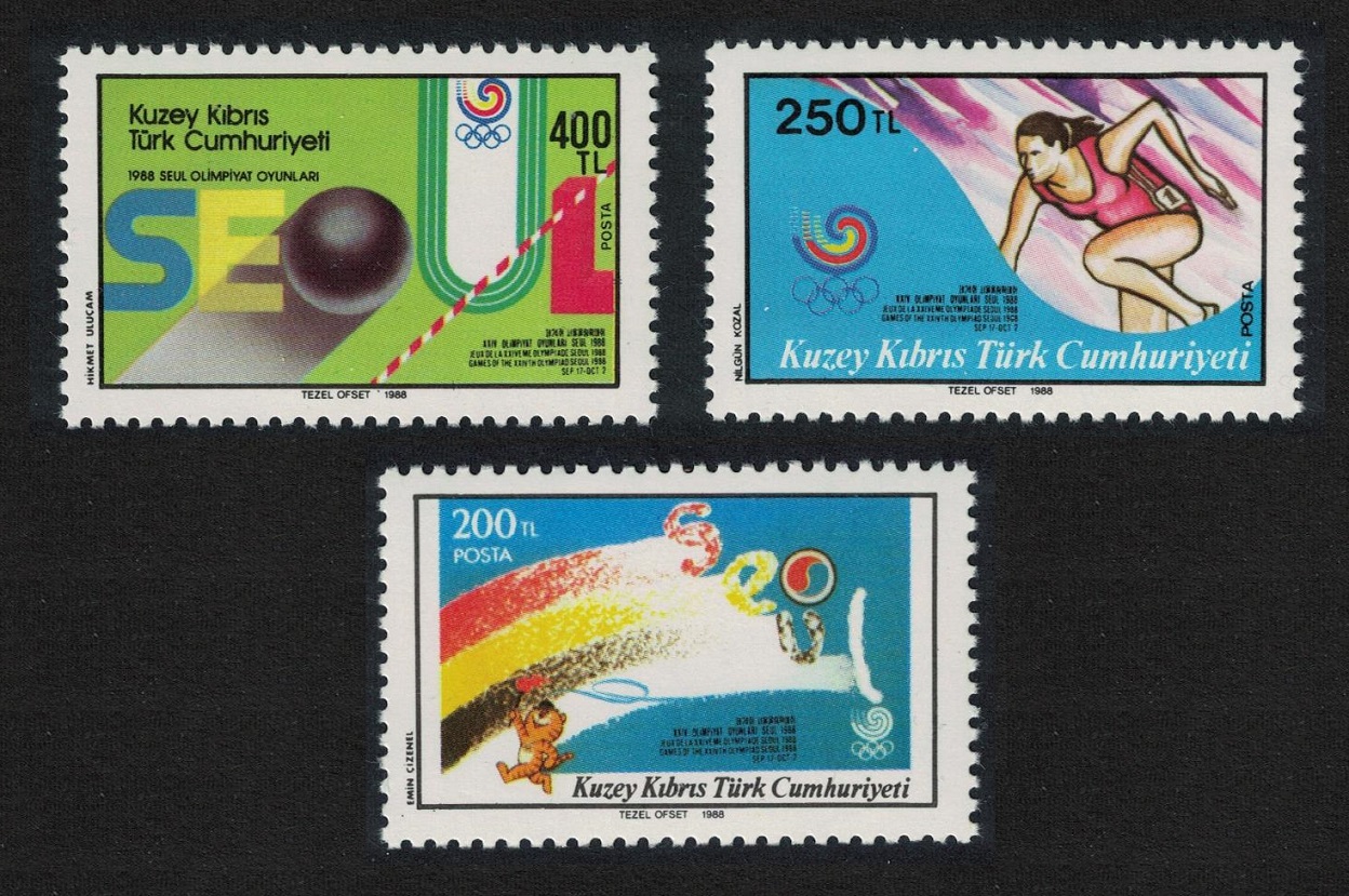 Turkish Cyprus Olympic Games Seoul 3v 1988 MNH SG#237-239