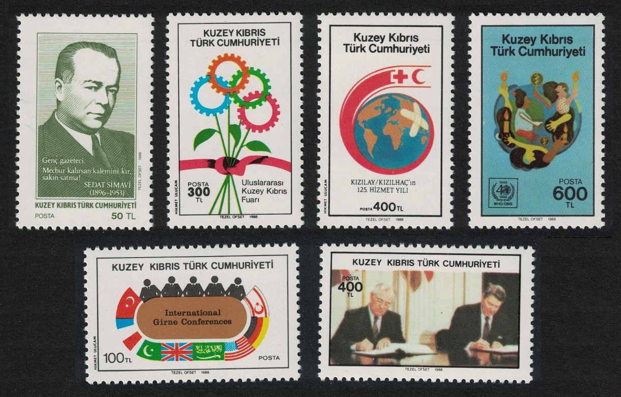 Turkish Cyprus Gorbatchov Red Cross WHO Anniversaries 6v 1988 MNH SG#240-245