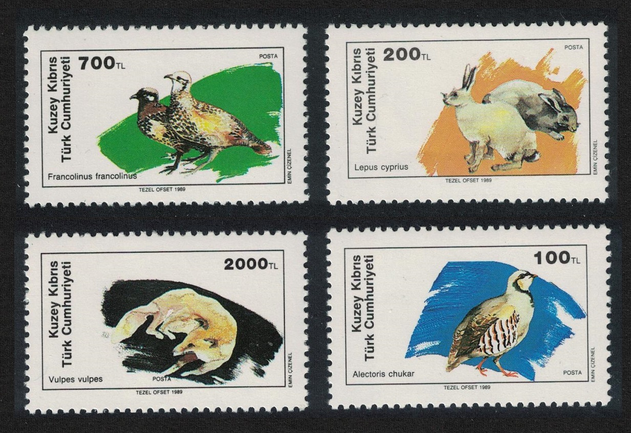 Turkish Cyprus Partridge Birds Hare Fox Wildlife 4v 1985 MNH SG#254-257