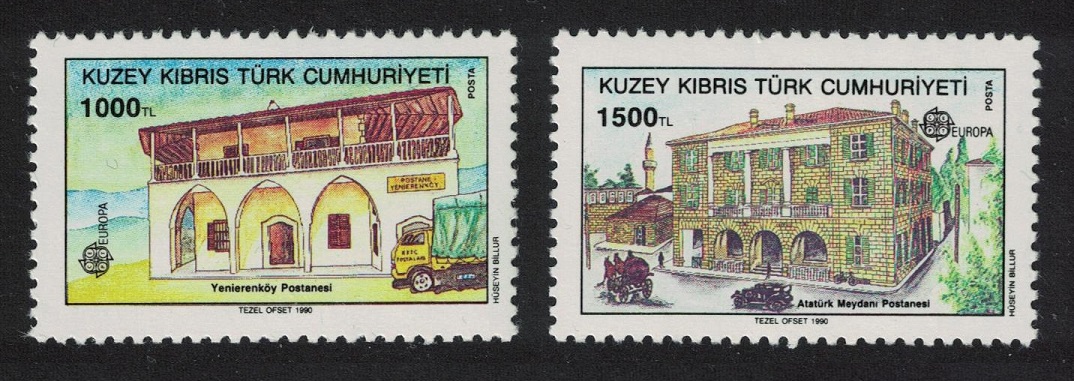 Turkish Cyprus Europa Post Office Buildings 2v Corners 1990 MNH SG#275-276