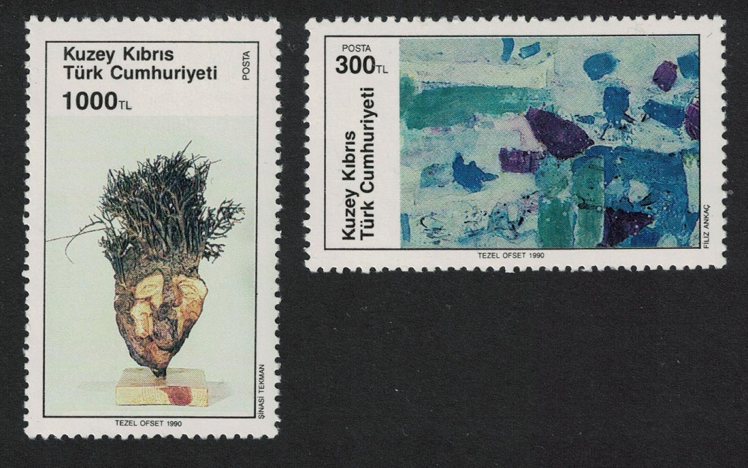 Turkish Cyprus &#39;Abstract&#39; by Filiz Ankacc Sculpture Art 9th series 2v 1990 MNH SG#284-285