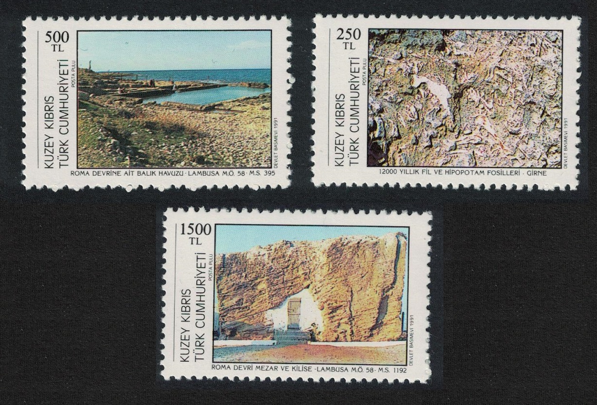 Turkish Cyprus Roman Sites Tourism 1st series 3v 1991 MNH SG#325-327