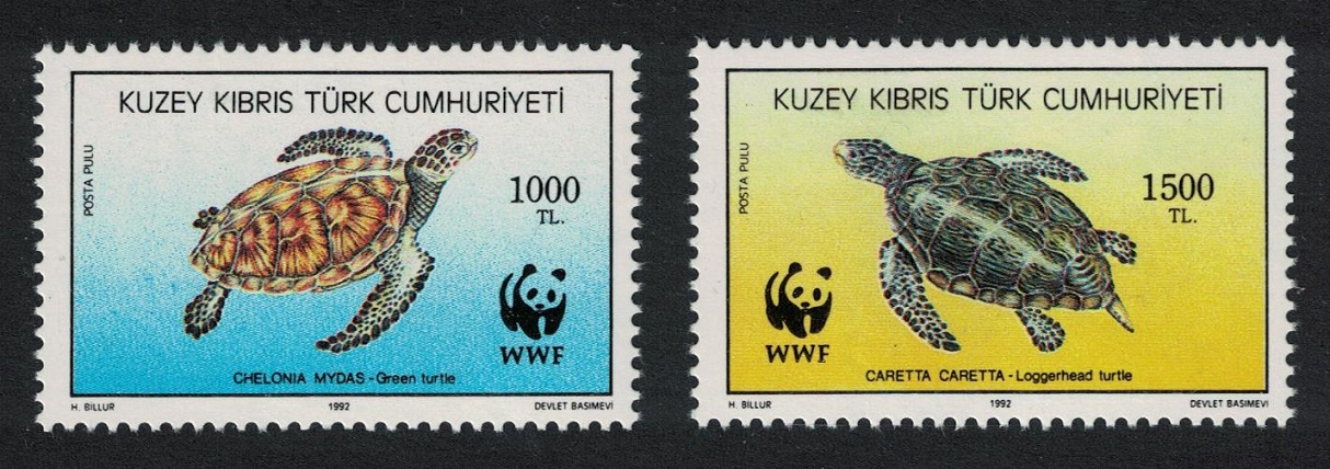 Turkish Cyprus WWF Turtles Two stamps 1992 MNH SG#335 MI#334-335 Sc#327-338