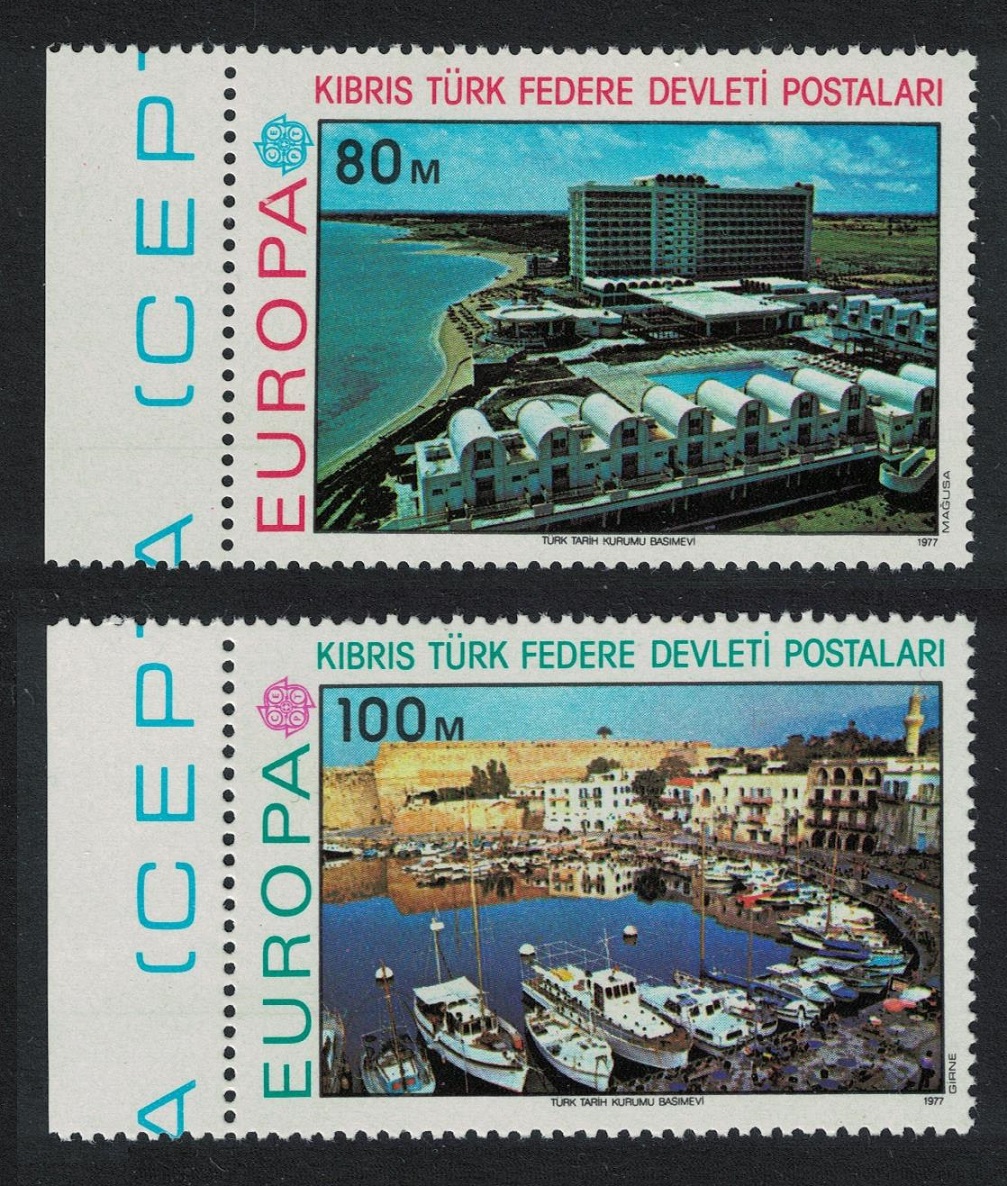 Turkish Cyprus Landscapes Ships Europa 2v Left Margins 1977 MNH SG#49-50