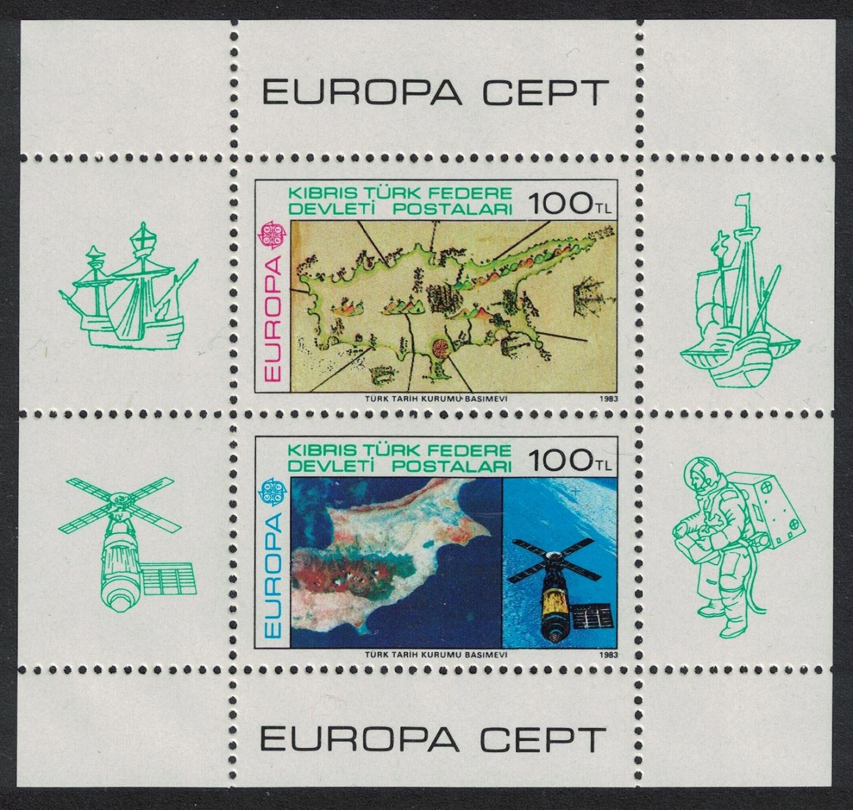 Turkish Cyprus From Skylab Inventions Europa MS 1983 MNH SG#MS134