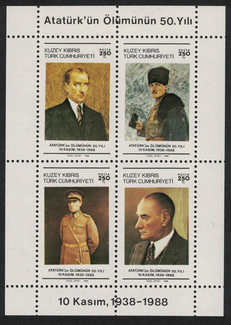 Turkish Cyprus 50th Death Anniversary of Kemal Ataturk MS 1988 MNH SG#246