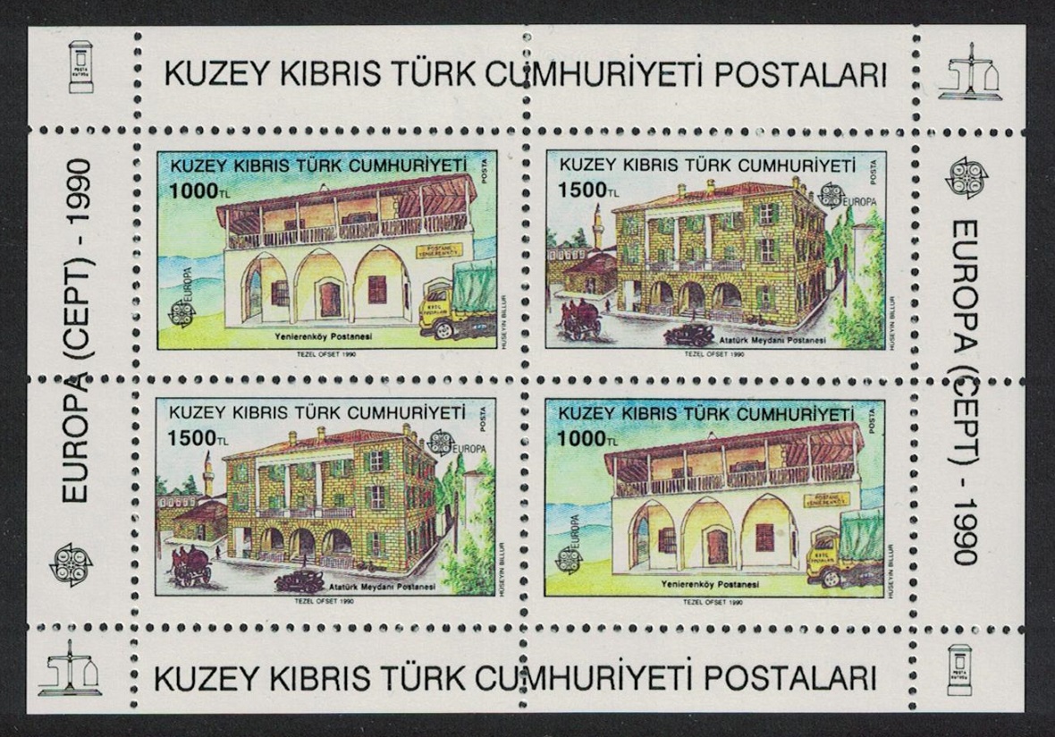 Turkish Cyprus Europa Post Office Buildings MS 1990 MNH SG#MS277