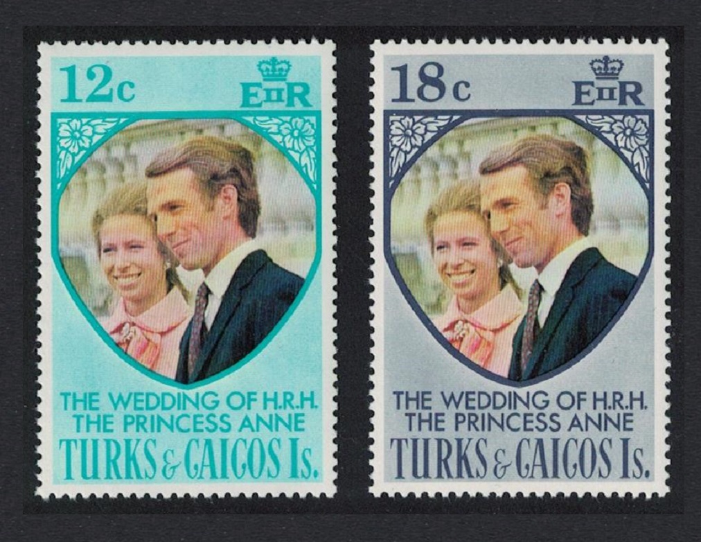 Turks and Caicos Islands Royal Wedding Princess Anne 2v 1973 MNH SG#403-404