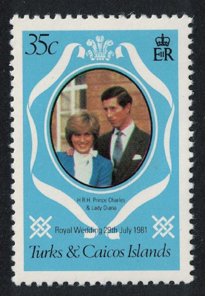 Turks and Caicos Islands Charles and Diana Royal Wedding 35c perf 12 1981 MNH SG#653var