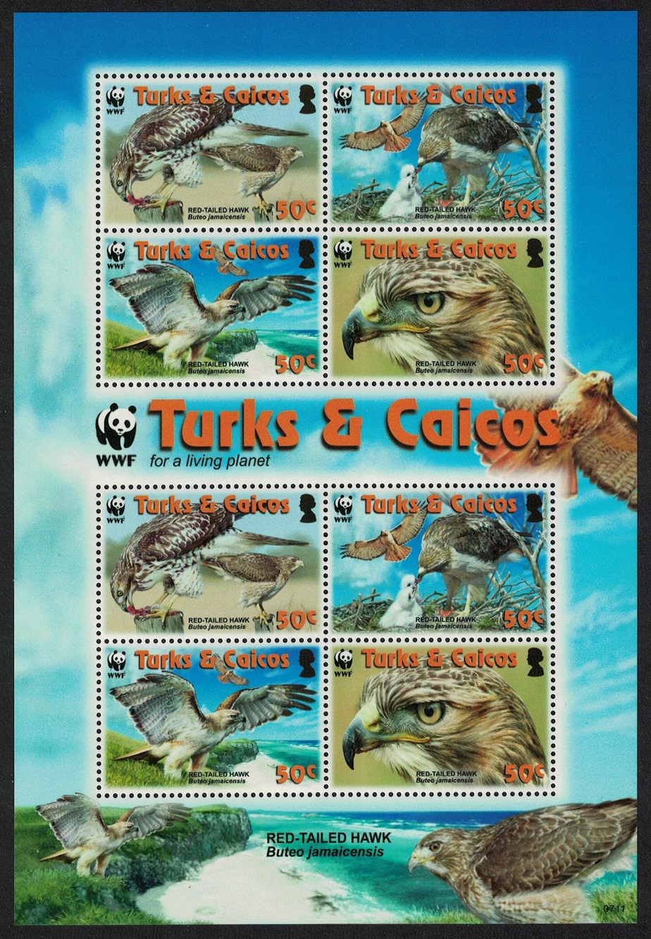 Turks and Caicos Islands Birds WWF Red-tailed Hawk MS 2007 MNH SG#MS1974 MI#1853-1856 Sc#1482a-d