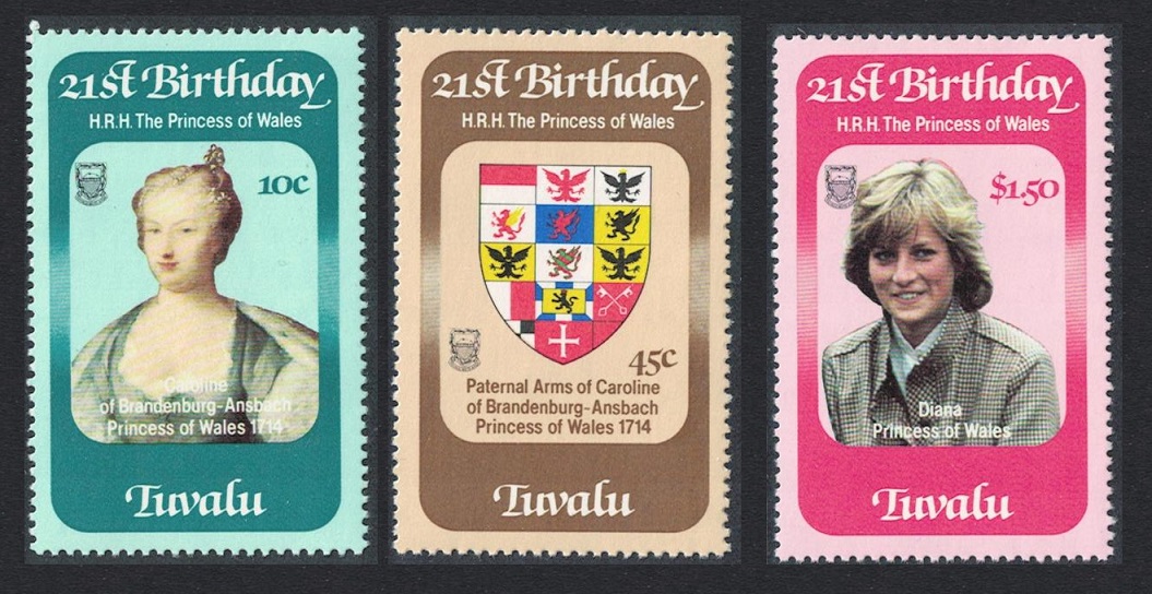 Tuvalu 21st Birthday of Princess of Wales 3v 1982 MNH SG#184-186