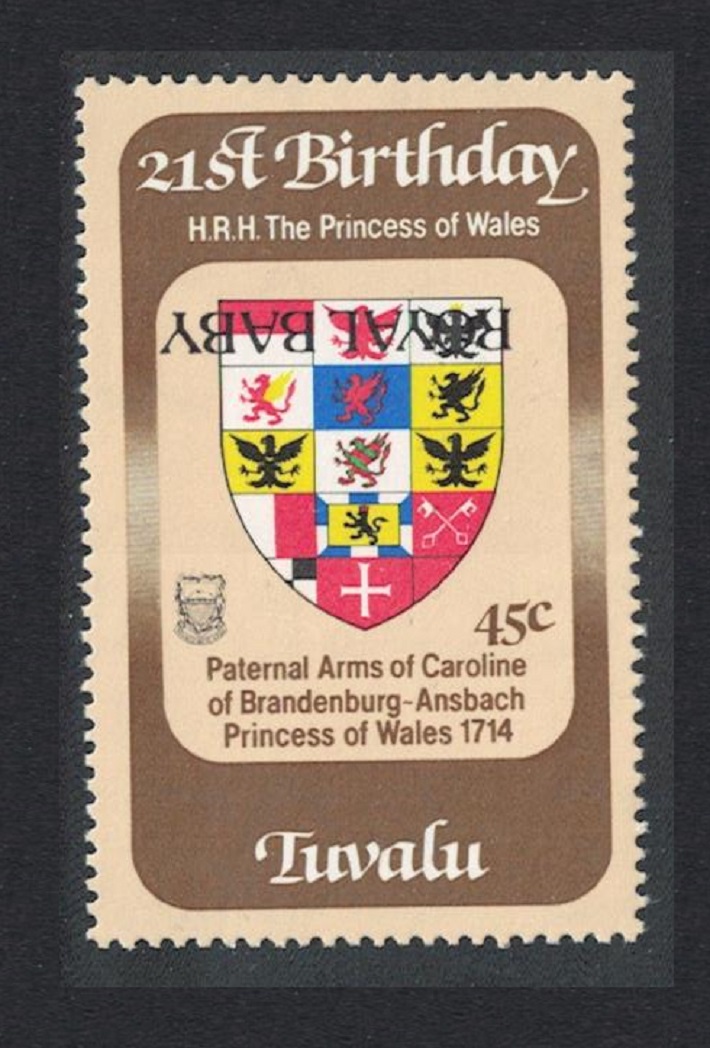 Tuvalu Birth of Prince William of Wales INVERTED overprint &#39;ROYAL BABY&#39; 1982 MNH SG#190a