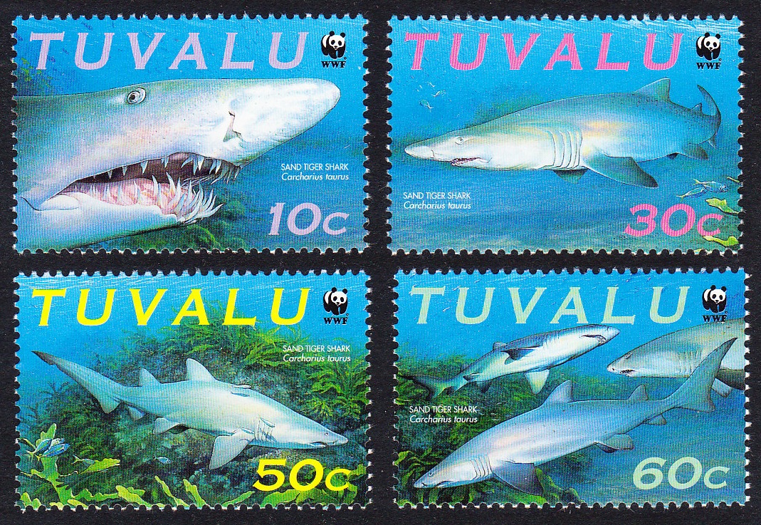 Tuvalu WWF Sand Tiger Shark 4v 2000 MNH SG#872-875 MI#862-865 Sc#816 a-d