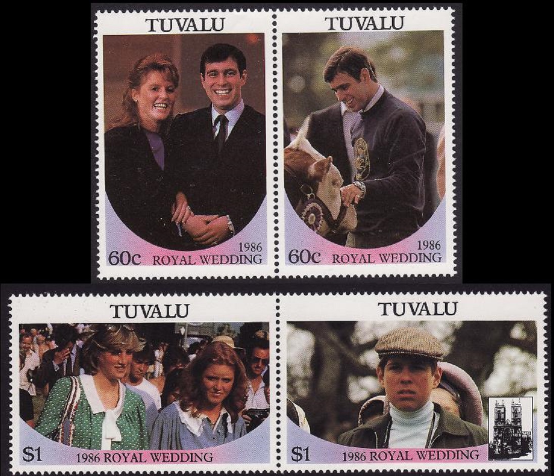 Tuvalu Royal Wedding Prince Andrew 4v in pairs 1986 MNH SG#397-400