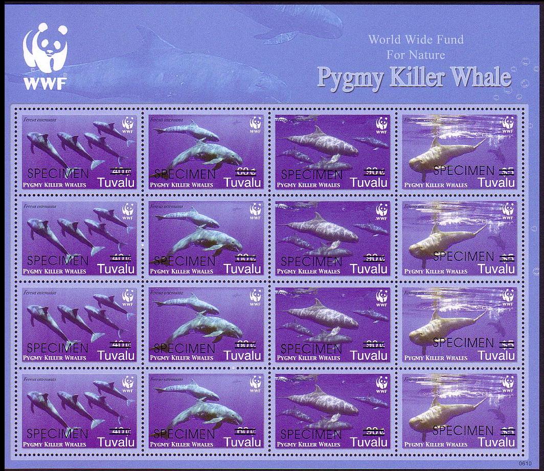 Tuvalu WWF Pygmy Killer Whale Sheetlet of 4 sets SPECIMEN 2006 MNH SG#1224-1227 MI#1307-1310 Sc#1022a-d