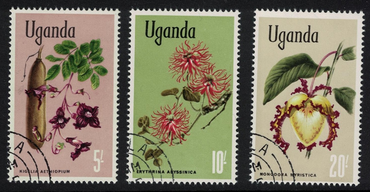 Uganda Flowers 3v The highest values 1969 CTO SG#143-145