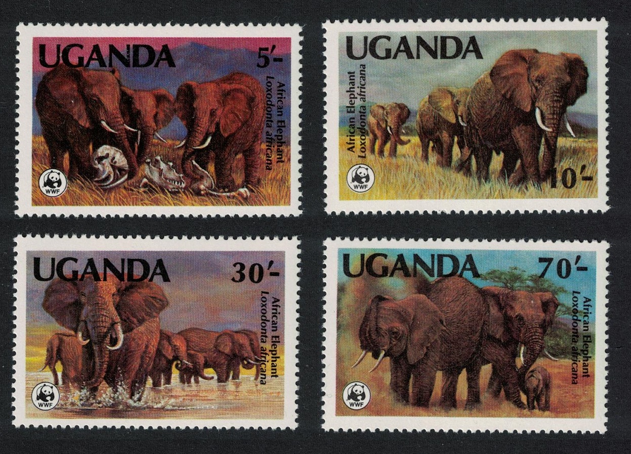 Uganda WWF African Elephant 4v 1983 MNH SG#406-409 MI#361-364 Sc#371-374