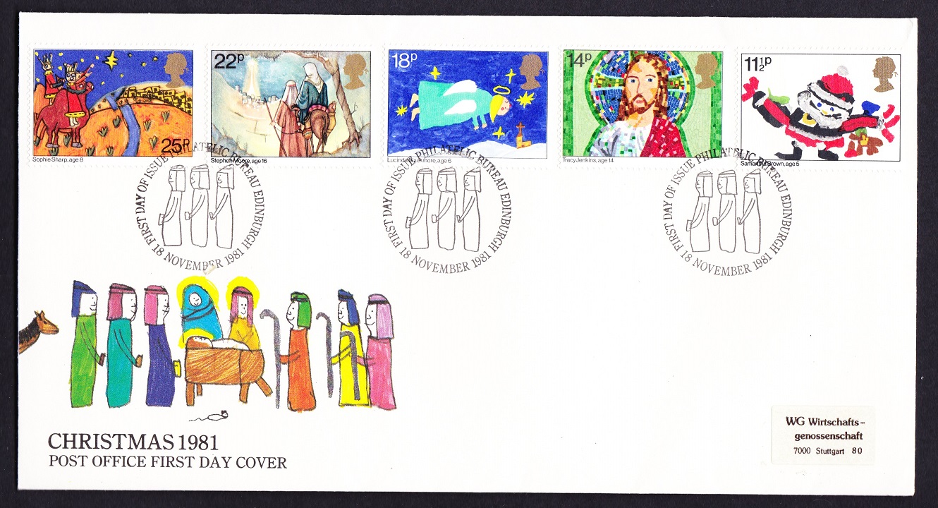 Great Britain Christmas 1981 Children&#39;s Pictures 5v FDC 1981 SG#1170-1174