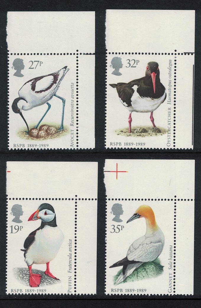 Great Britain Puffin Avocet Oystercatcher Gannet Birds 4v Corners 1989 MNH SG#1419-1422 MI#1185-1188 Sc#1239-1242