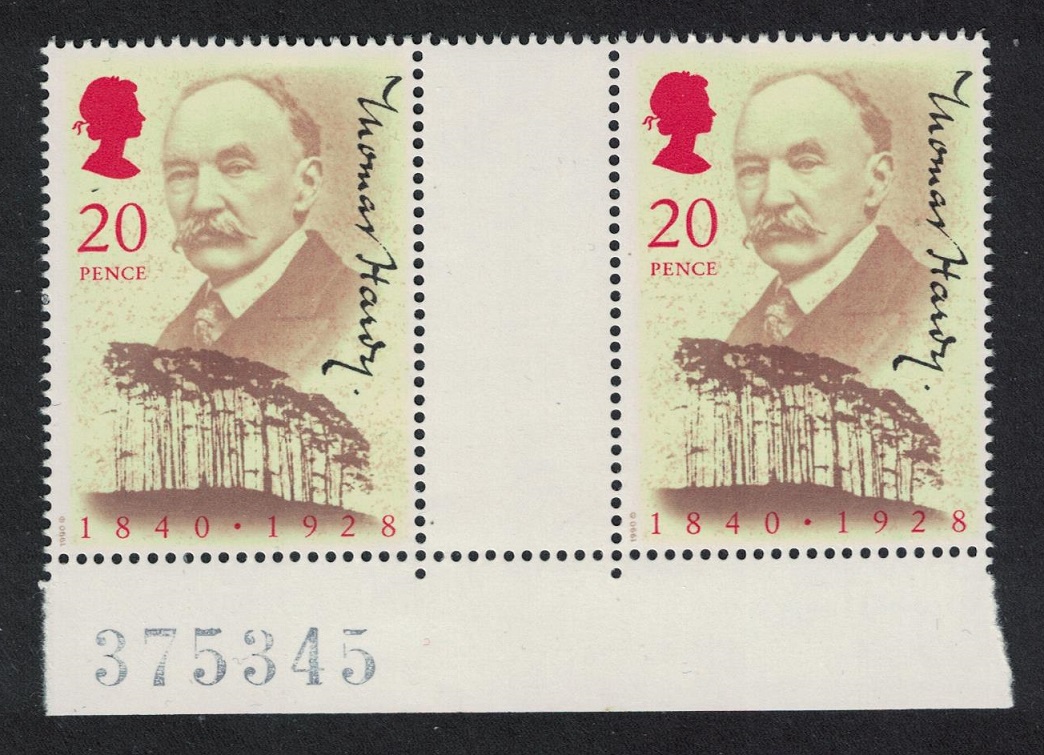 Great Britain 150th Anniversary of Thomas Hardy author Gutter Pair 1990 MNH SG#1506