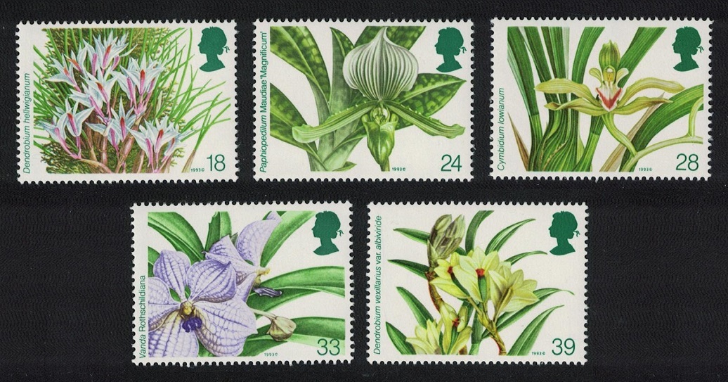 Great Britain 14th World Orchid Conference Flowers 5v 1993 MNH SG#1659-1663 Sc#1493-1497